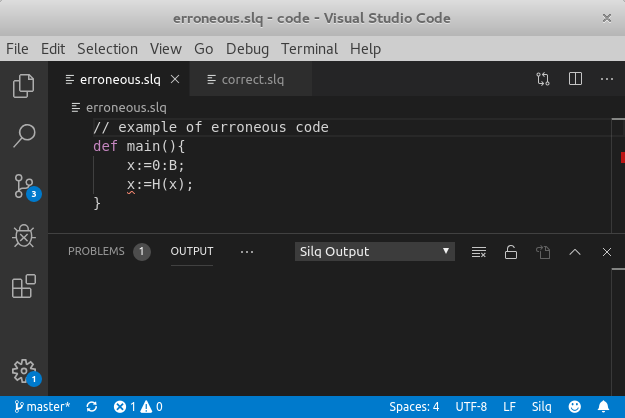 Example of erroneous code